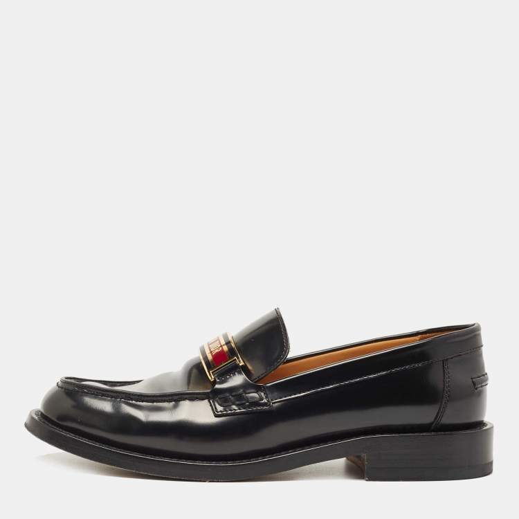 Pre Owned Dior Black Patent Leather Code Loafers Size 37