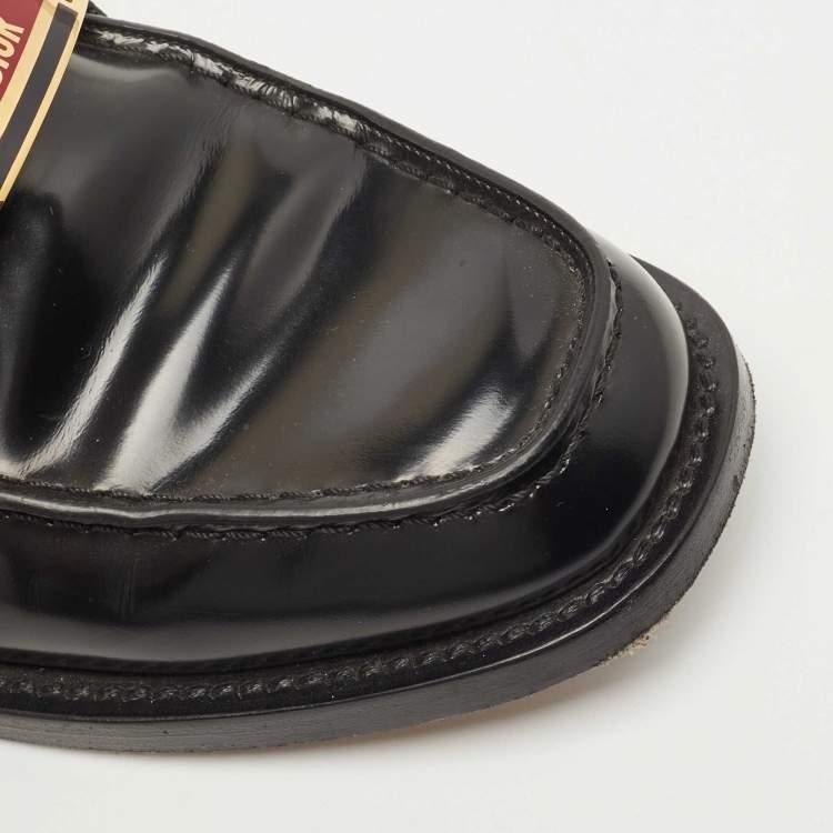 Pre Owned Dior Black Patent Leather Code Loafers Size 37