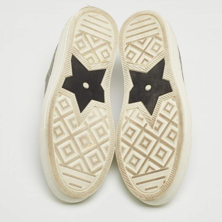 Pre Owned Dior Grey/White Embroidered Cannage Canvas Walk'n'Dior Sneakers Size 38