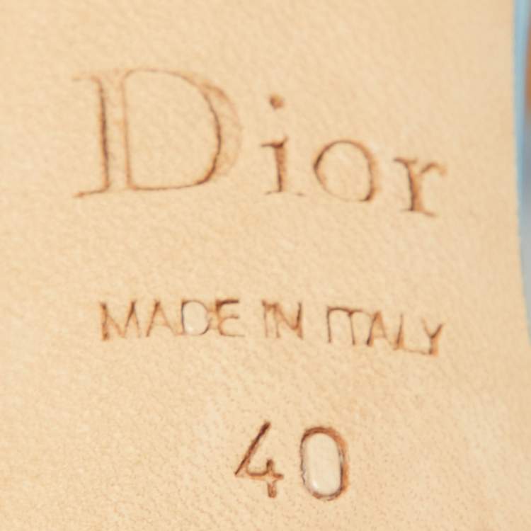 Pre Owned Dior Blue/Silver Patent Leather D'orsay Pumps Size 40