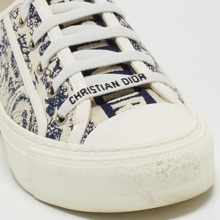 Pre Owned Dior White/Blue Canvas Walk'n'Dior  Sneakers Size 35.5