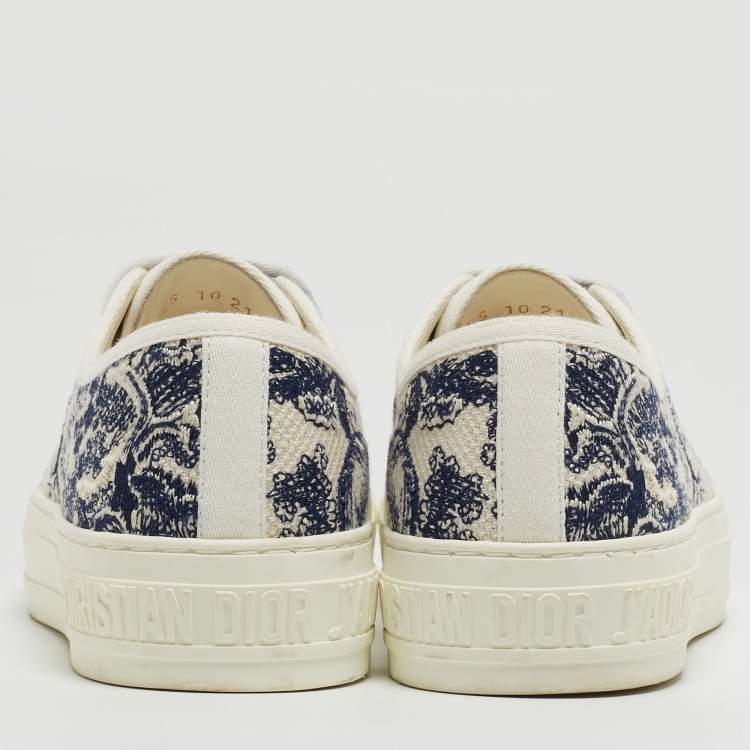 Pre Owned Dior White/Blue Canvas Walk'n'Dior  Sneakers Size 35.5