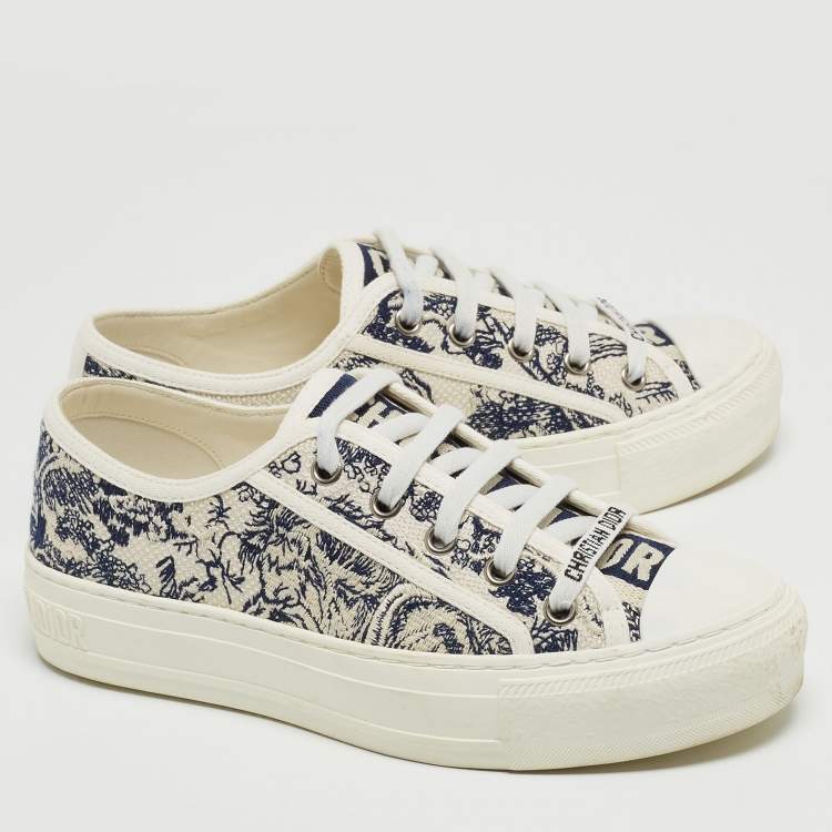 Pre Owned Dior White/Blue Canvas Walk'n'Dior  Sneakers Size 35.5