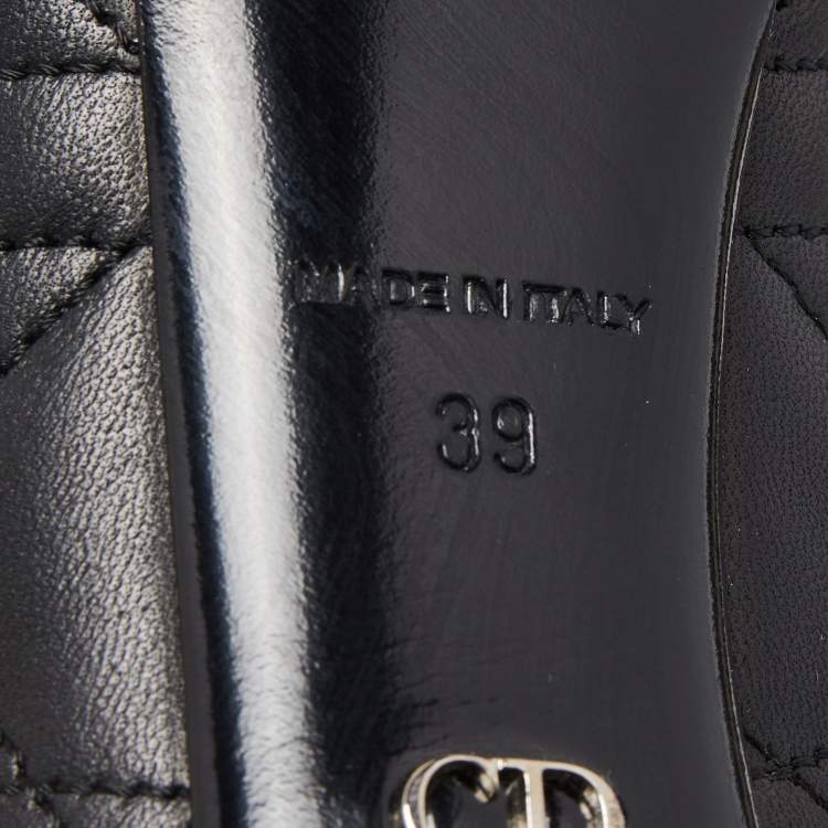 Pre Owned Dior Black Quilted Leather Bow Peep Toe Platform Pumps Size 39