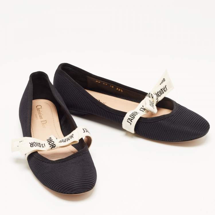 Pre Owned Dior Black Canvas Miss jadior Ballet Flats Size 38.5