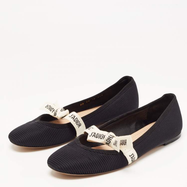 Pre Owned Dior Black Canvas Miss jadior Ballet Flats Size 38.5