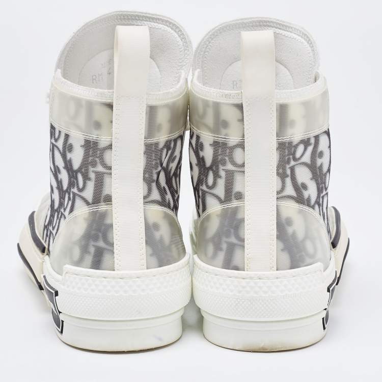 Pre Owned Dior Two Tone Oblique Mesh and Rubber B23 High Top Sneakers Size 35.5