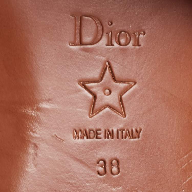 Pre Owned Dior Two Tone Embroidered Canvas Dway Flat Slides Size 38