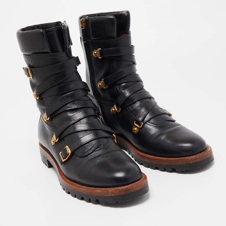 Pre Owned Dior Black Leather Wildior Ankle Boots Size 39