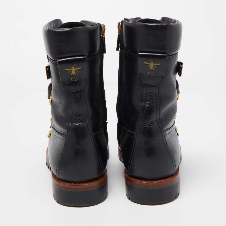 Pre Owned Dior Black Leather Wildior Ankle Boots Size 39