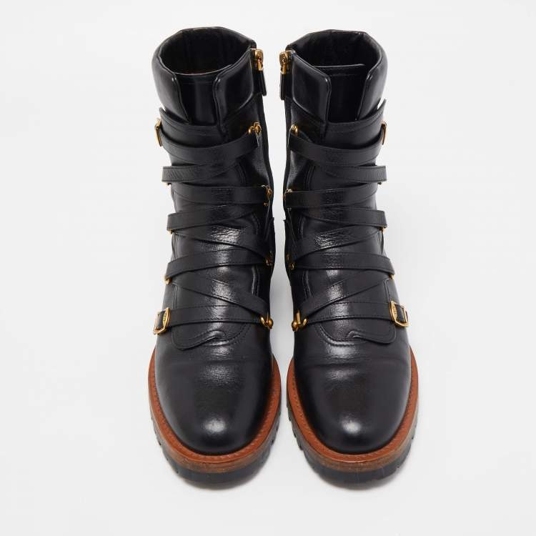 Pre Owned Dior Black Leather Wildior Ankle Boots Size 39