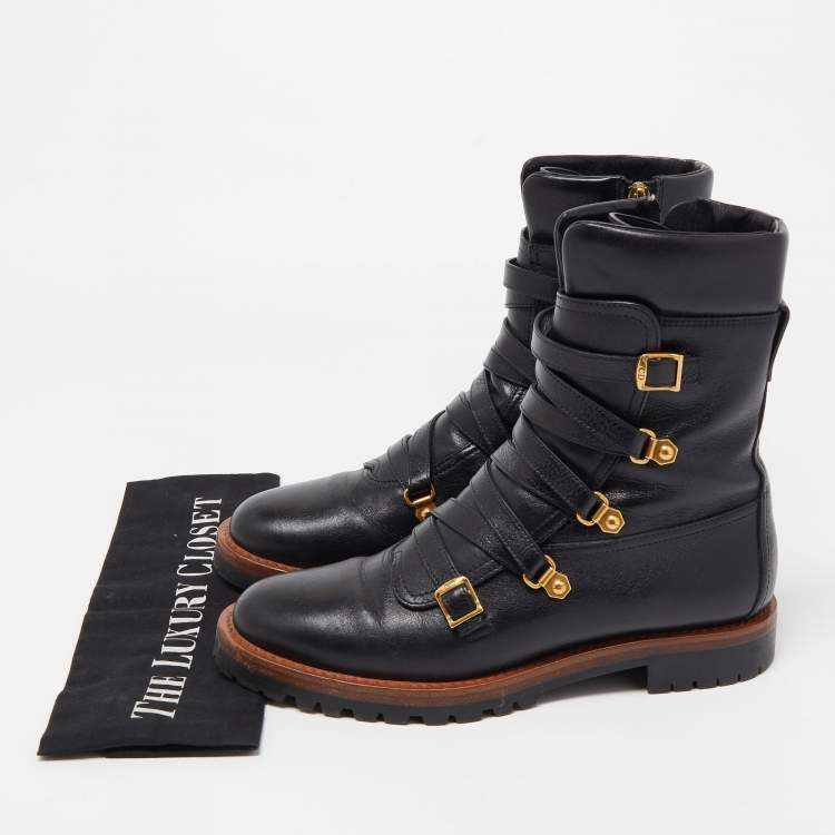 Pre Owned Dior Black Leather Wildior Ankle Boots Size 39