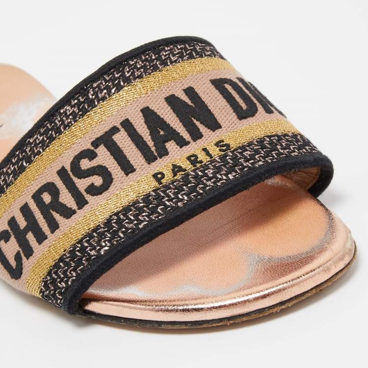 Pre Owned Dior Tricolor Embroidered Canvas Dway Flat Slides Size 37