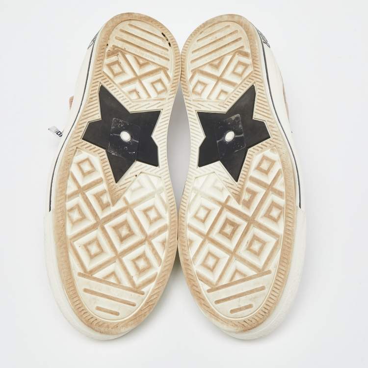 مملوكة مسبقًا Dior Beige Knit Fabric and Leather Walk'N'Dior High Top Sneakers Size 37