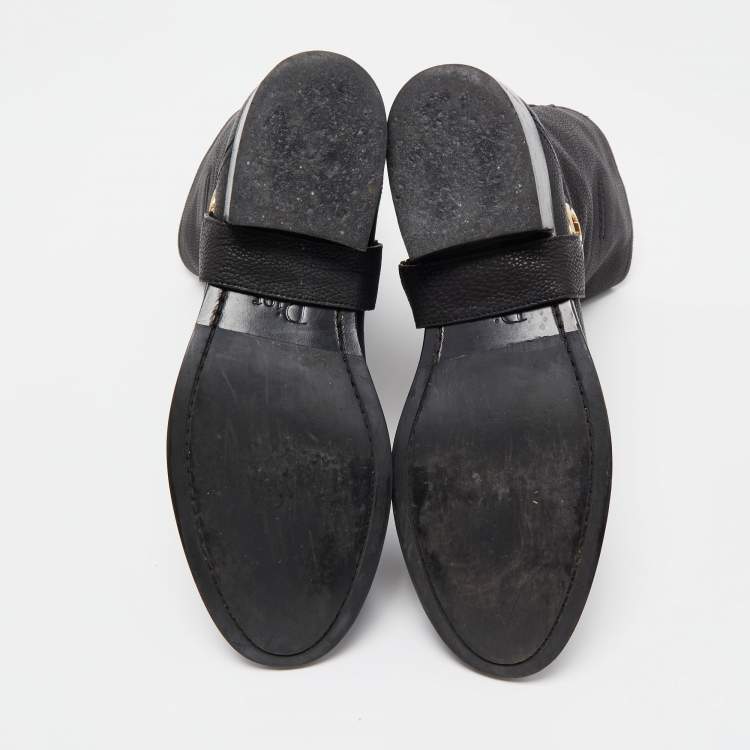 Pre Owned Dior Black Leather CD Logo Ankle Boots Size 37