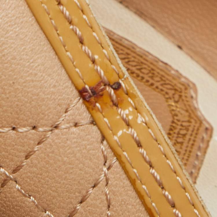 Pre Owned Dior Beige leather and Patent  Peep Toe Pumps Size 38.5 