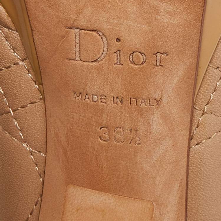 Pre Owned Dior Beige leather and Patent  Peep Toe Pumps Size 38.5 