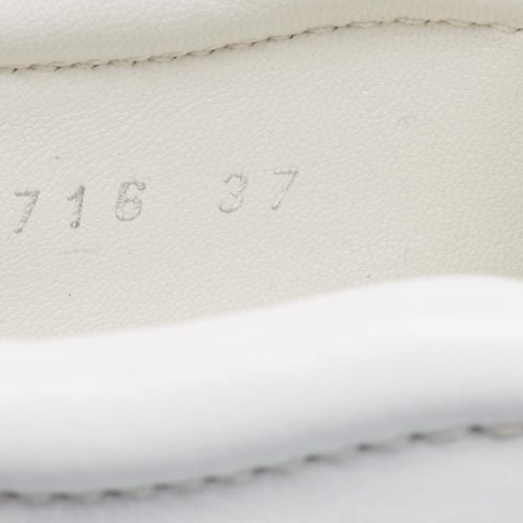 Pre Owned Dior White Leather Floral Crystal Embellished Slip On Sneakers Size 37