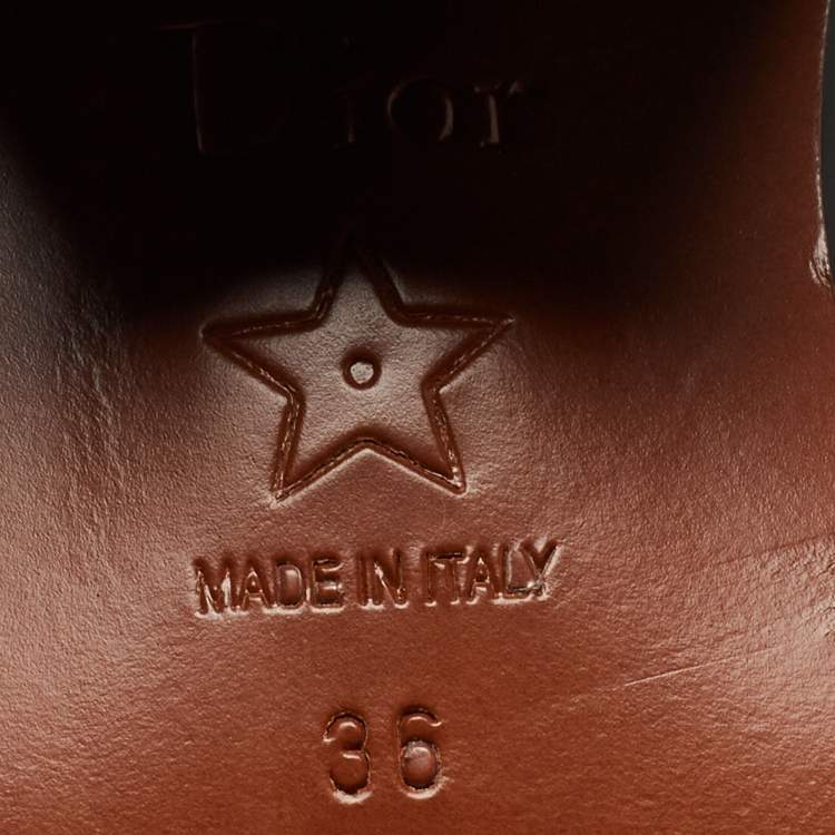 Pre Owned Dior Black Leather Star Cowboy Boots Size 36