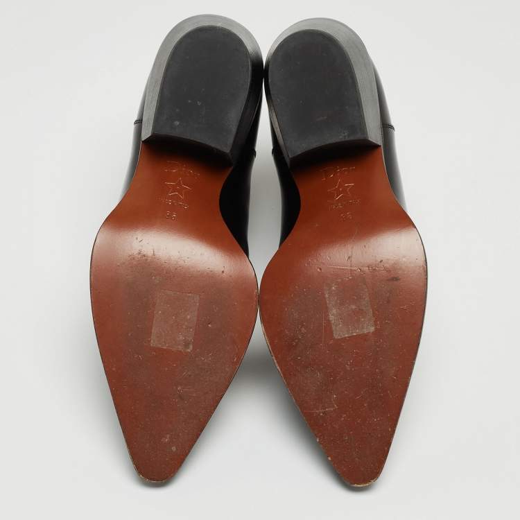 Pre Owned Dior Black Leather Star Cowboy Boots Size 36