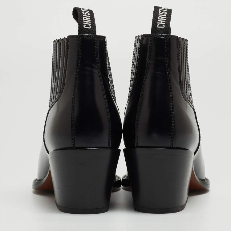 Pre Owned Dior Black Leather Star Cowboy Boots Size 36