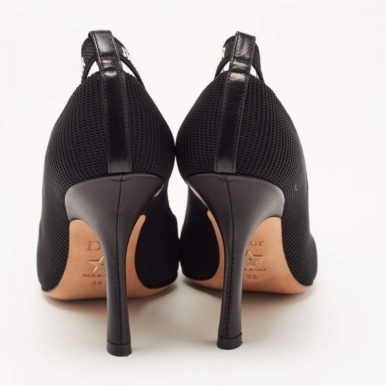 Pre Owned Dior Black Technical Fabric and Leather J'adior Pointed Toe Pumps Size 36