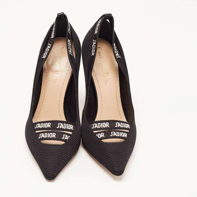 Pre Owned Dior Black Technical Fabric and Leather J'adior Pointed Toe Pumps Size 36