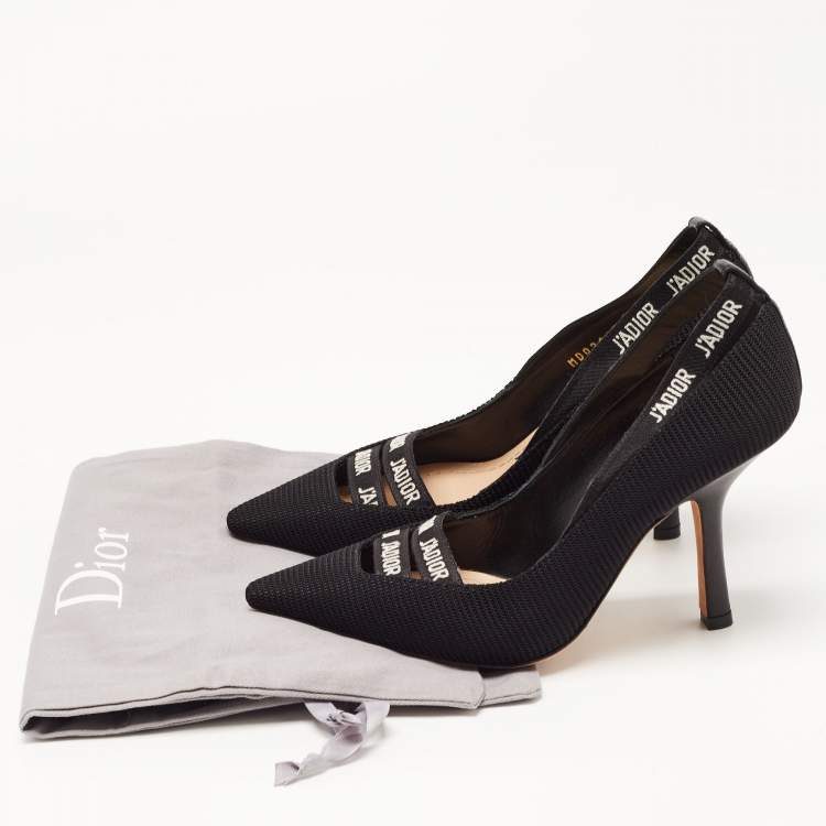 Pre Owned Dior Black Technical Fabric and Leather J'adior Pointed Toe Pumps Size 36