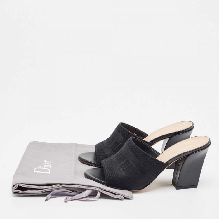 Pre Owned Dior Black Canvas Dway Mules Size 36.5