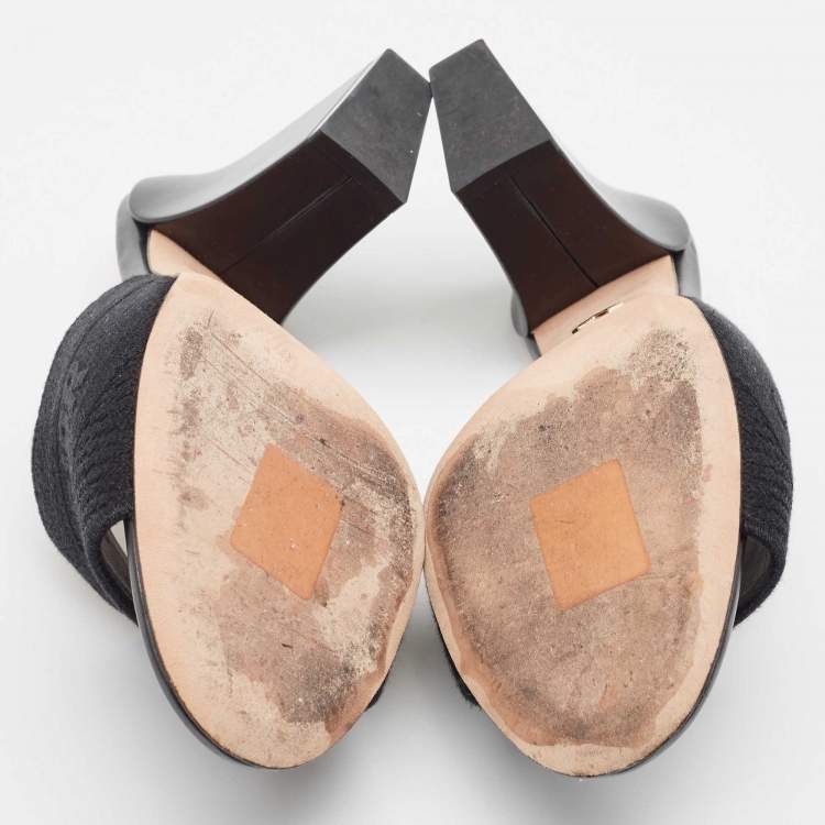 Pre Owned Dior Black Canvas Dway Mules Size 36.5