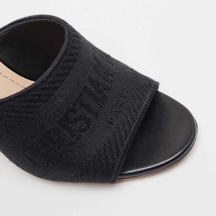 Pre Owned Dior Black Canvas Dway Mules Size 36.5