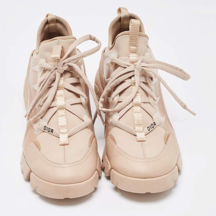 Pre Owned Dior Beige Neoprene and PVC  D-Connect Sneakers Size 38