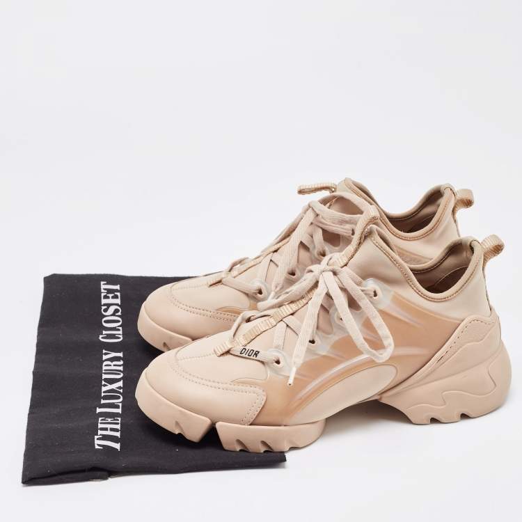 Pre Owned Dior Beige Neoprene and PVC  D-Connect Sneakers Size 38