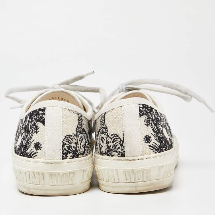 Pre Owned Dior White/Black Canvas Walk'n'Dior Sneakers Size 37.5