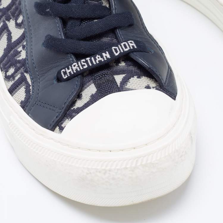 Pre Owned Dior Navy Blue Canvas and Leather Walk'n'Dior Sneakers Size  37
