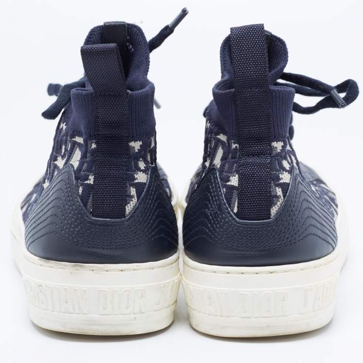 Pre Owned Dior Navy Blue Canvas and Leather Walk'n'Dior Sneakers Size  37