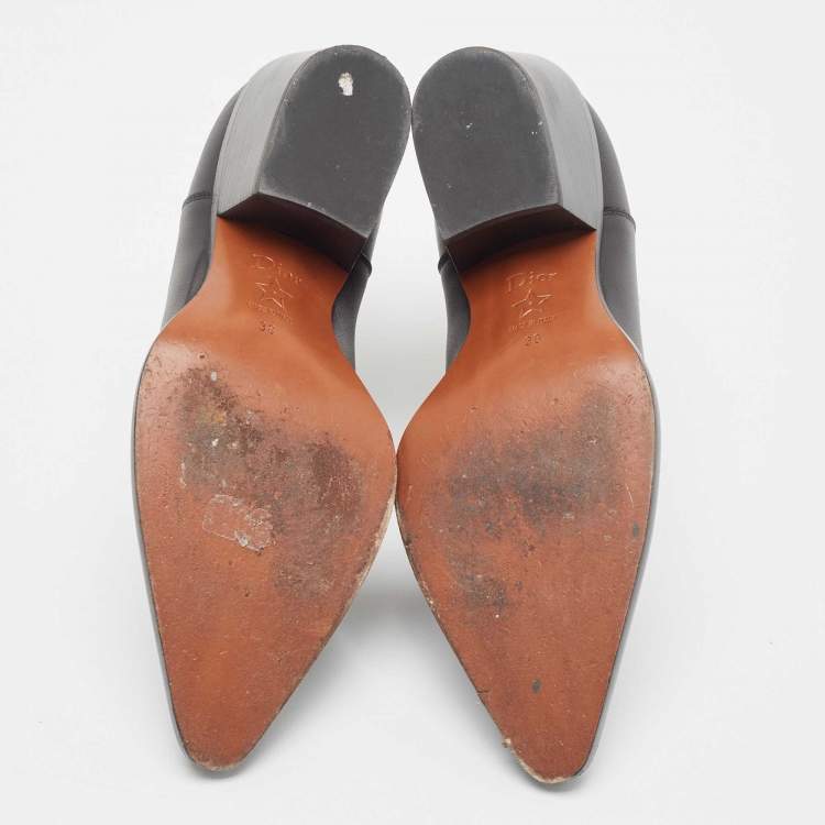 Pre Owned Dior Black/Burgundy Leather Dior L.A Ankle Boots Size 38