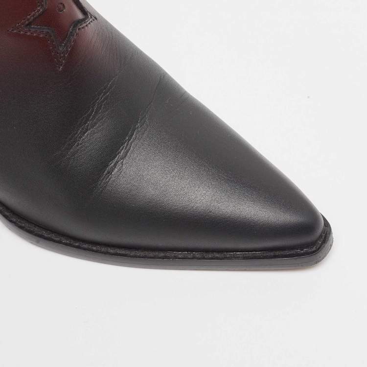 Pre Owned Dior Black/Burgundy Leather Dior L.A Ankle Boots Size 38