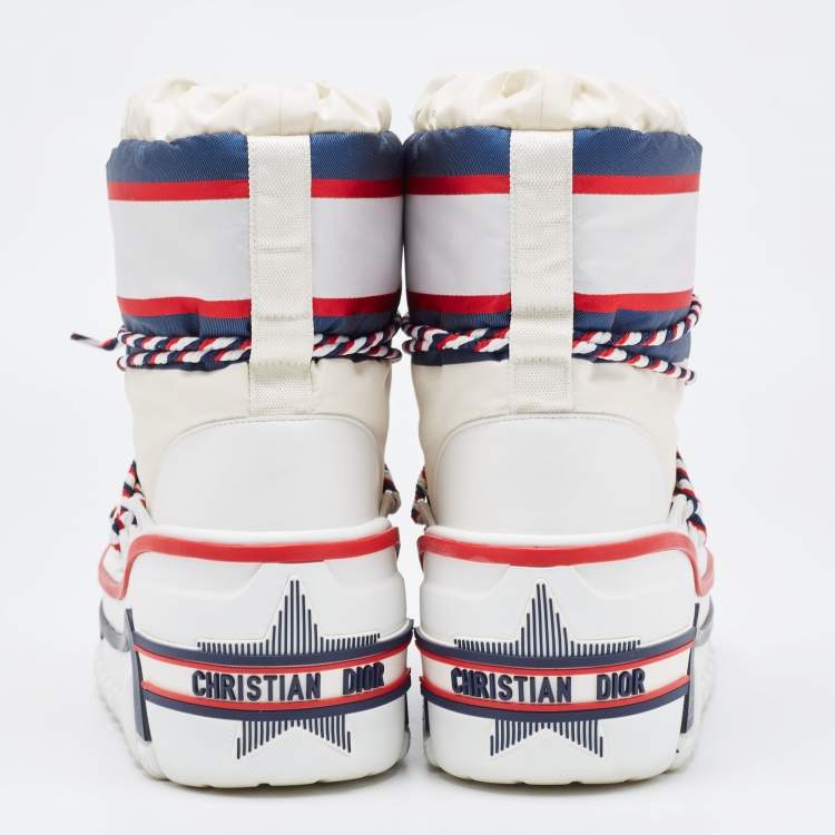 Pre Owned Dior Multicolor Nylon and Leather DiorAlps Ankle Boots Size 39-40