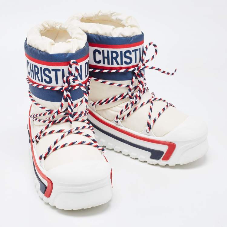 Pre Owned Dior Multicolor Nylon and Leather DiorAlps Ankle Boots Size 39-40