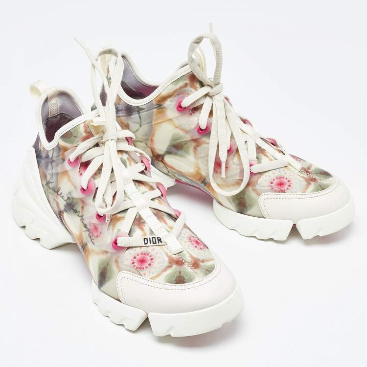 Pre Owned Dior Multicolor Printed Neoprene and Leather D-Connect Kaleidoscopic Sneakers Size 38