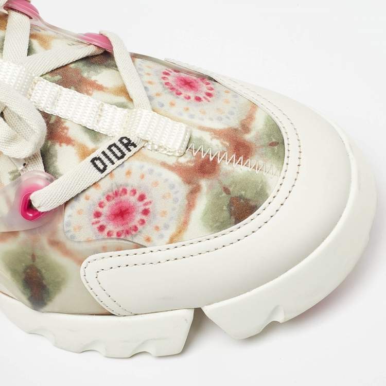 Pre Owned Dior Multicolor Printed Neoprene and Leather D-Connect Kaleidoscopic Sneakers Size 38