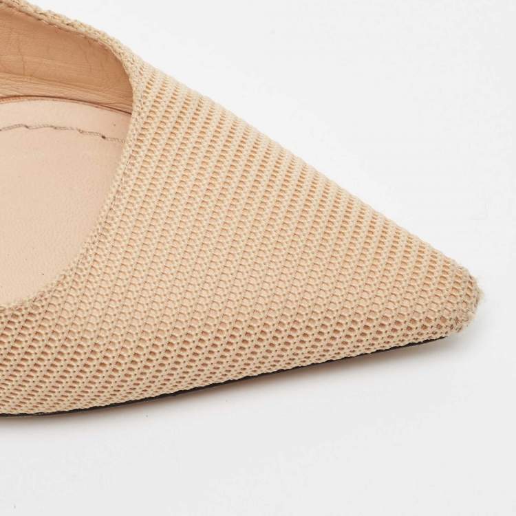 Pre Owned Dior Beige/White Fabric and Leather J'adior Slingback Pumps Size 35