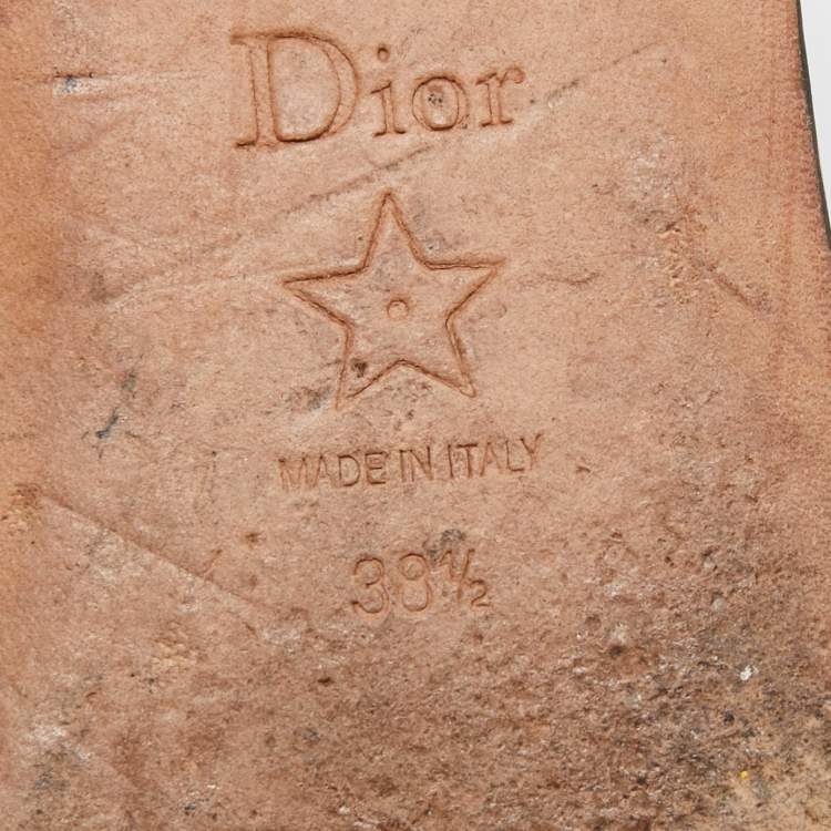 Pre Owned Dior Red Leopard Print Leather and Canvas Dway Slide Flats Size 38.5