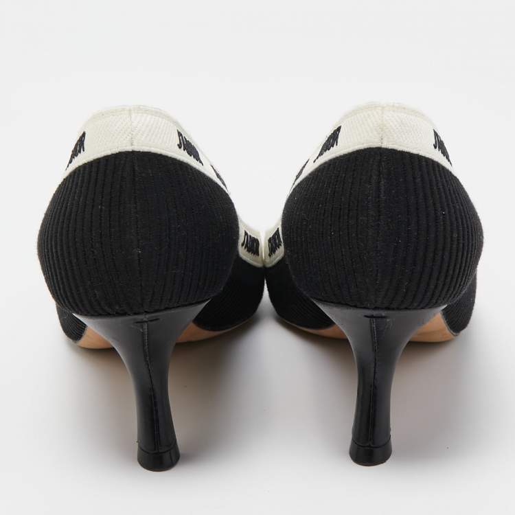 Pre Owned Dior Black/White Canvas J'Adior Pumps Size 38