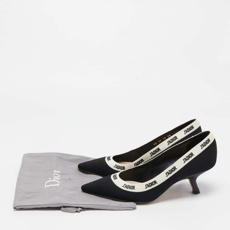 Pre Owned Dior Black/White Canvas J'Adior Pumps Size 38