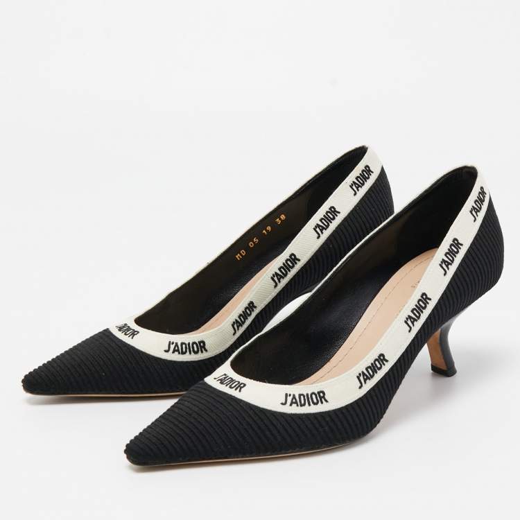 Pre Owned Dior Black/White Canvas J'Adior Pumps Size 38