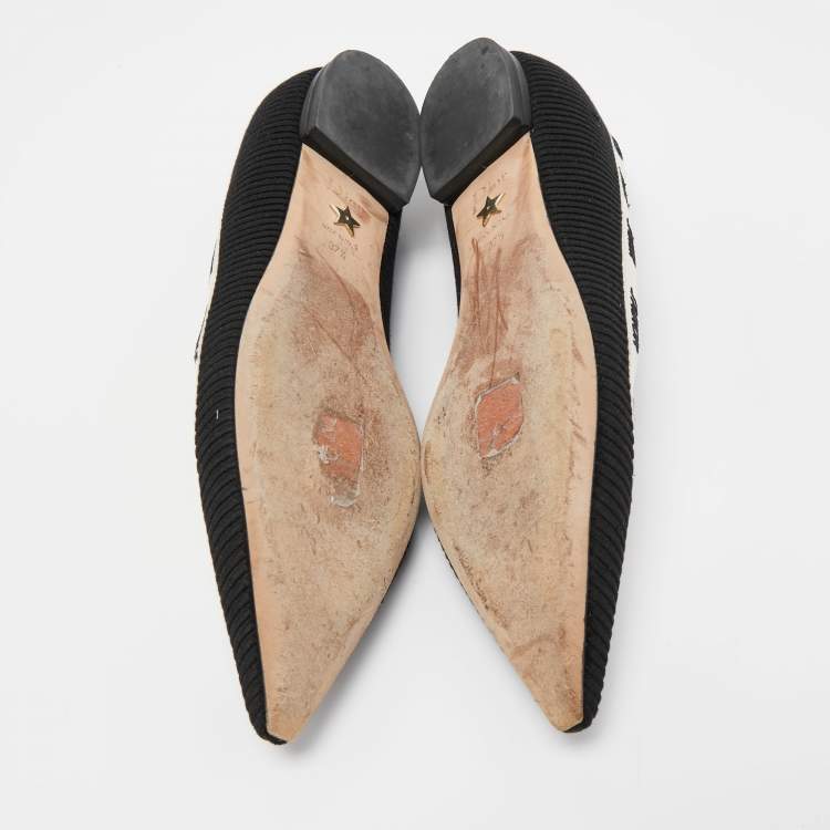 Pre Owned Dior Black/White Canvas J'Adior Ballet Flats Size 37.5