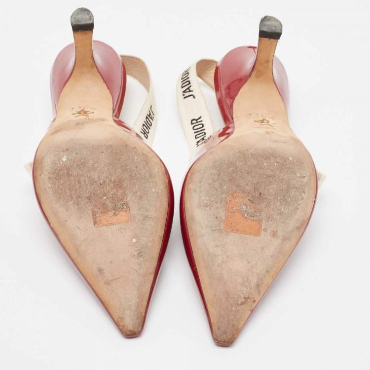 Pre Owned Dior Red Patent Leather J'Adior Slingback Pumps Size 37