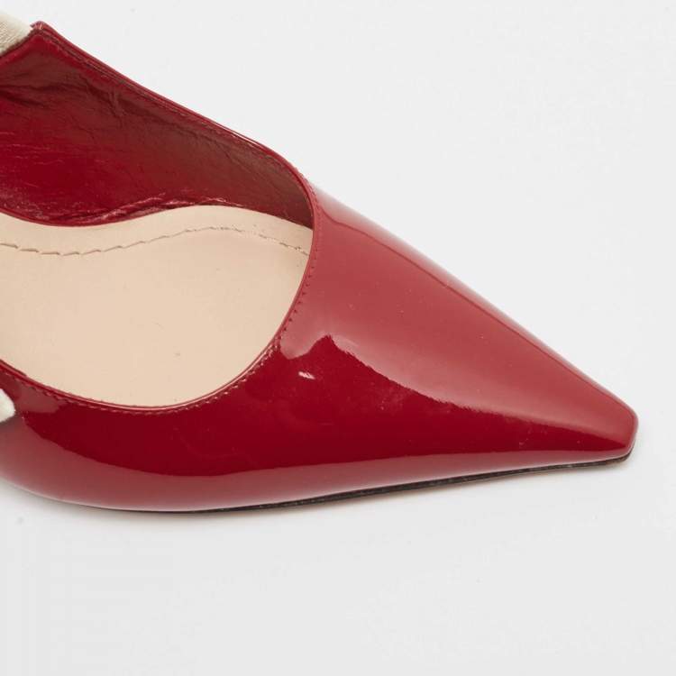 Pre Owned Dior Red Patent Leather J'Adior Slingback Pumps Size 37